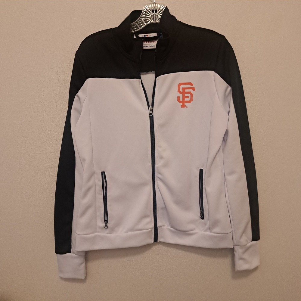 G-III San Francisco Giants MLB Track Jacket Black White Studded Womens Small